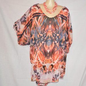Live and Let Live 2X Coral Asymmetrical Top H582